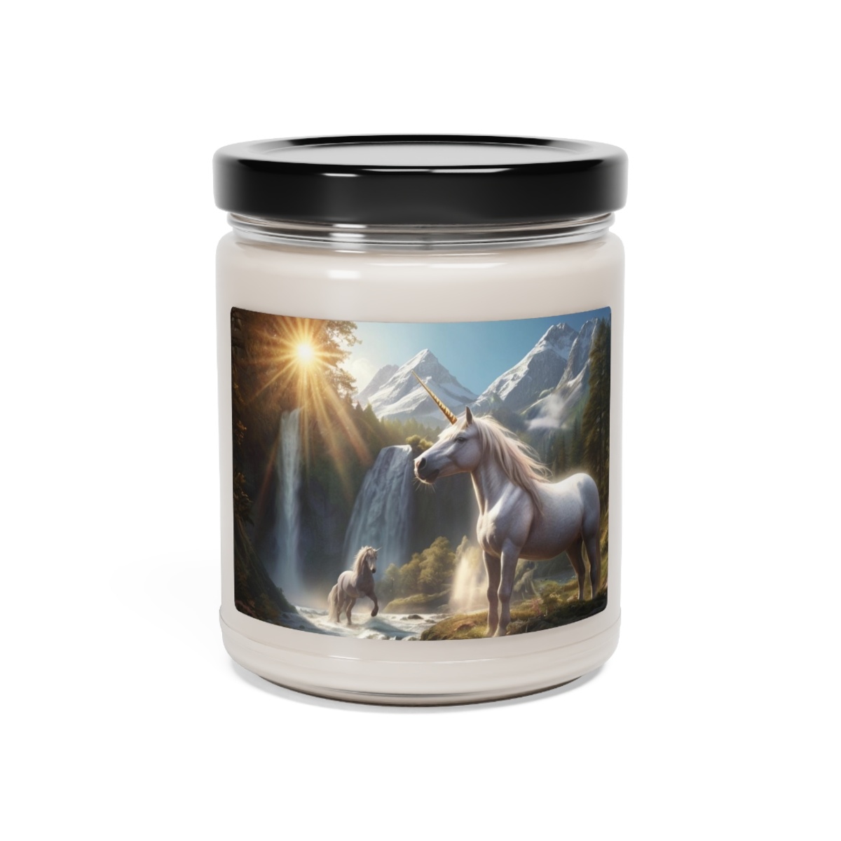 "Unicorns, Mountains, Waterfalls & Sunshine." - Scented 100% Natural Soy Wax Candle 9 oz