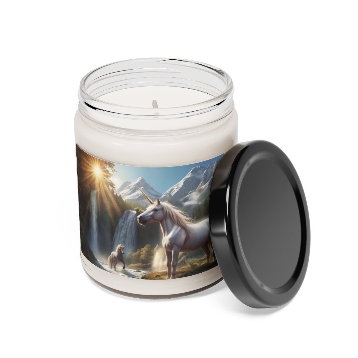 "Unicorns, Mountains, Waterfalls & Sunshine." - Scented 100% Natural Soy Wax Candle 9 oz - Image 2