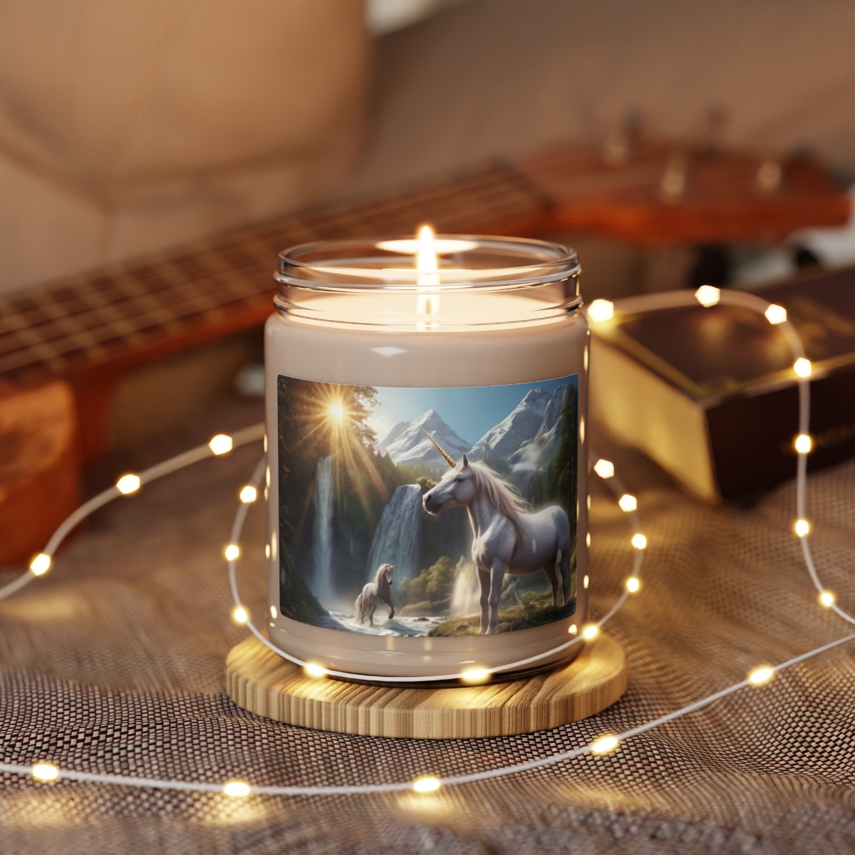 "Unicorns, Mountains, Waterfalls & Sunshine." - Scented 100% Natural Soy Wax Candle 9 oz - Image 3