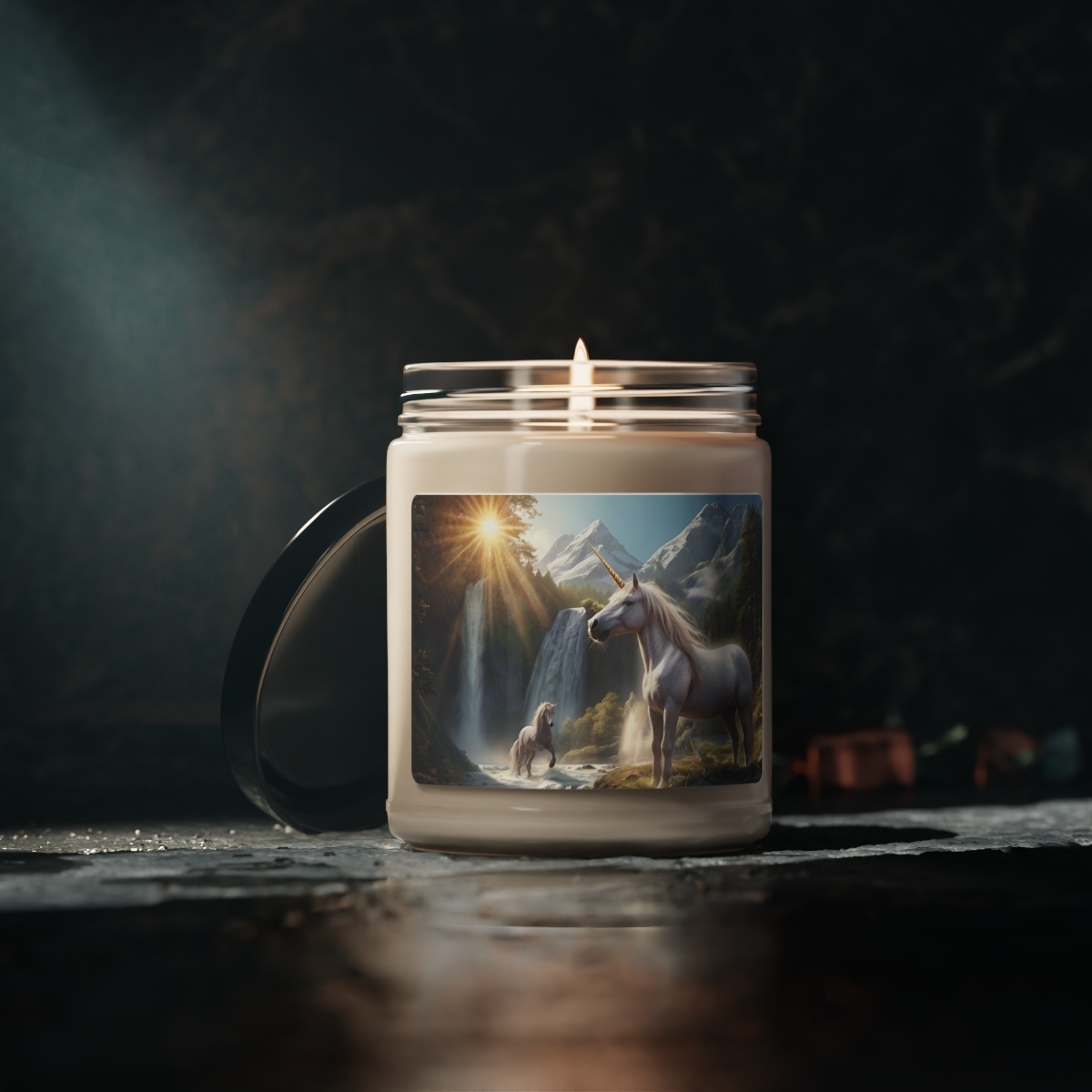 "Unicorns, Mountains, Waterfalls & Sunshine." - Scented 100% Natural Soy Wax Candle 9 oz - Image 5